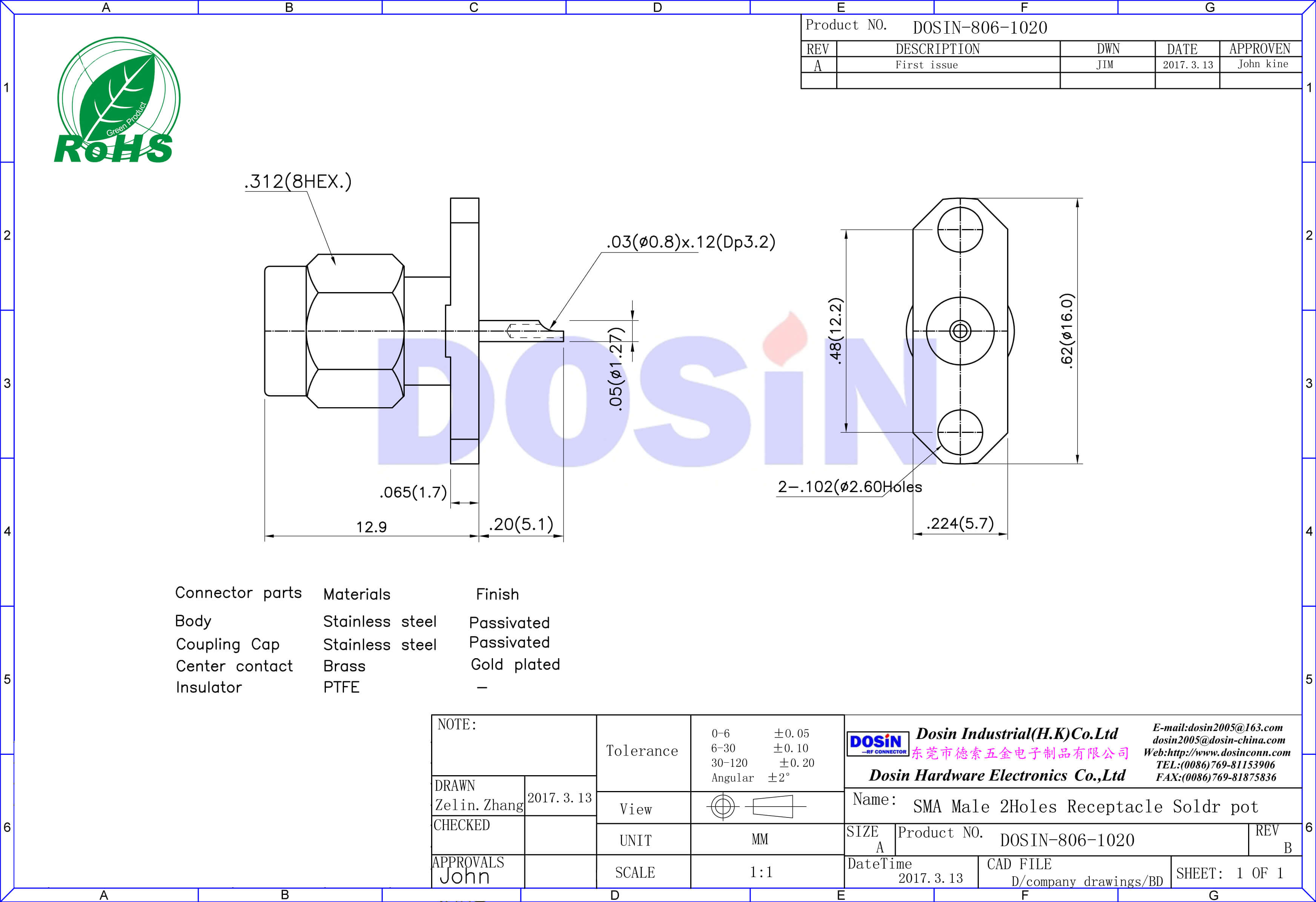 sma 连接器直式2孔法兰盘公头