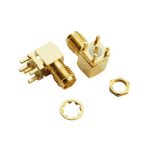 sma连接器弯式方形5引脚母头PCB板端