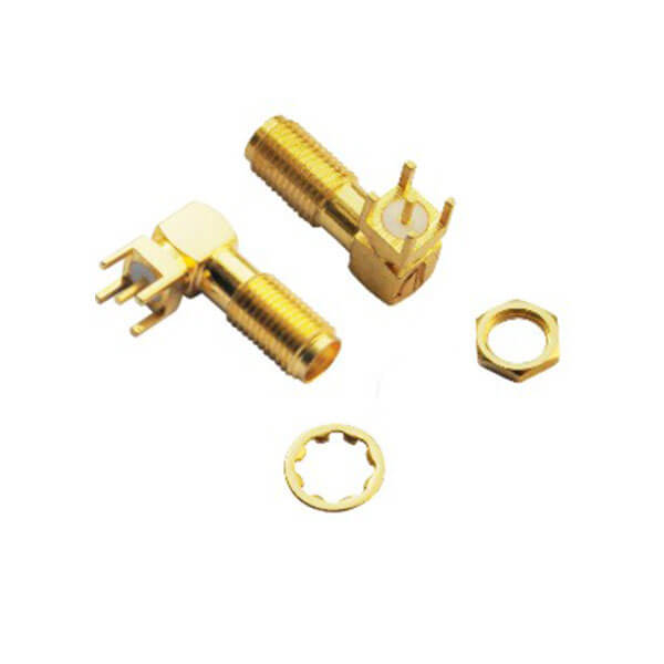 sma接头镀金母头弯式PCB板端