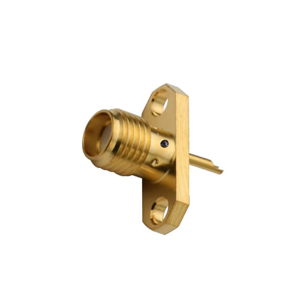 RHT-612-0228 sma母头2孔法兰盘直式镀金焊接同轴连接器