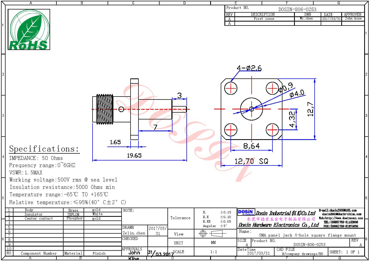 SMA母头接PCB板