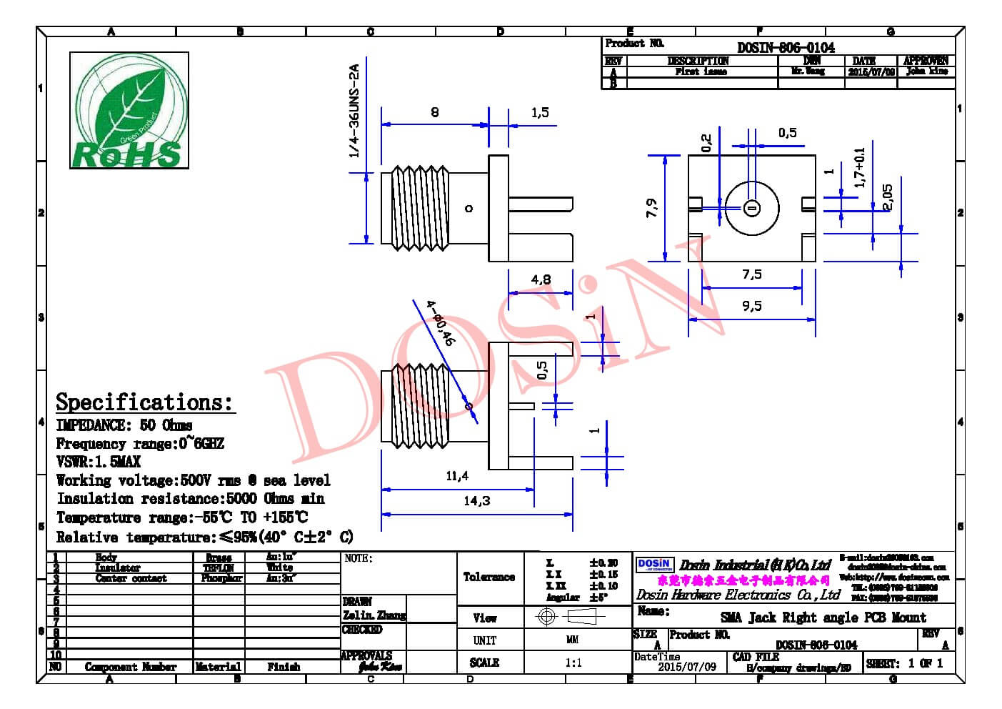 sma带法兰连接器母头直式锁接LMR300
