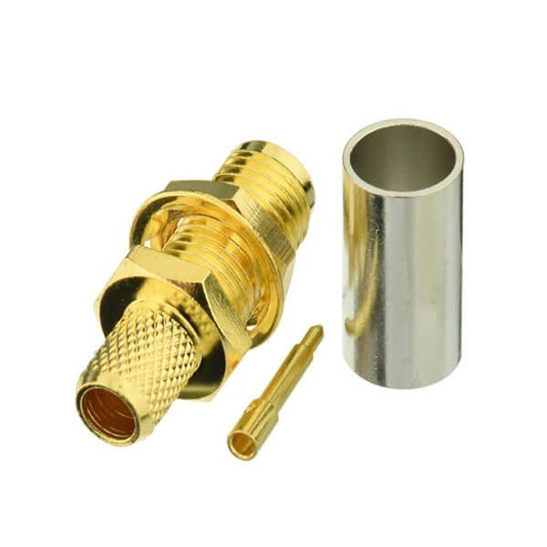 SMA射频同轴连接器母头压接带螺母垫片接RG8线