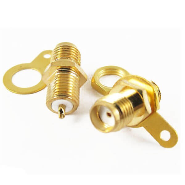 sma 板端连接器穿墙母头直式焊线