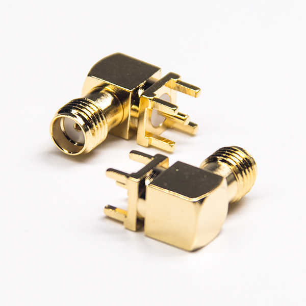 弯式母头sma连接器镀金穿孔接PCB板