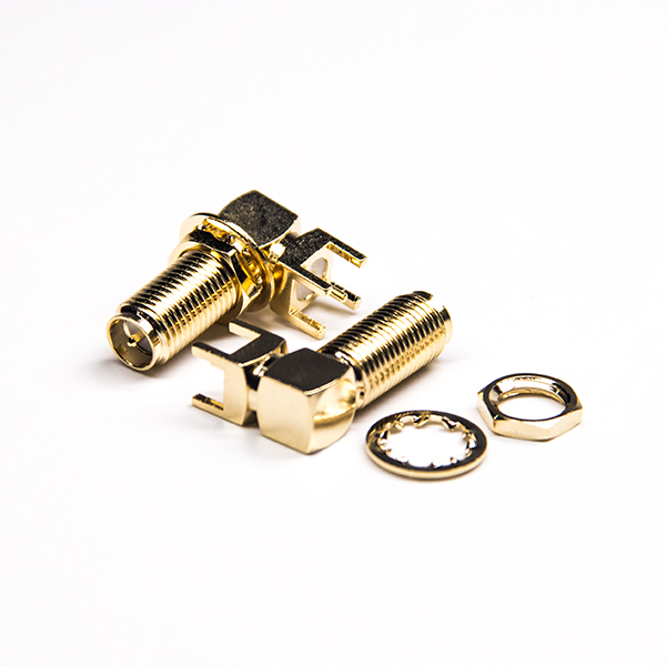 反极sma接头前锁穿墙面板安装弯式插PCB板50欧姆