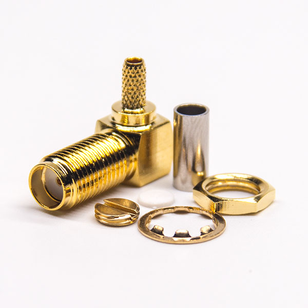 sma头接线母头弯式型连接器穿墙式面板安装压接同轴线缆