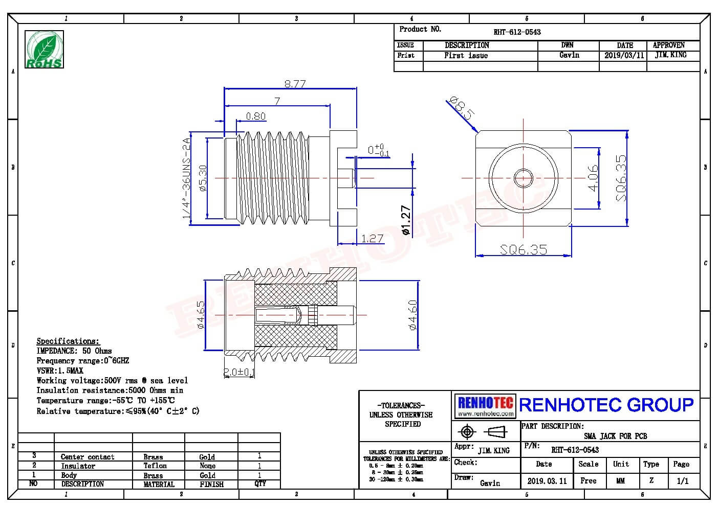 异型sma卡板sma接头直式母头脚长短不一连接器