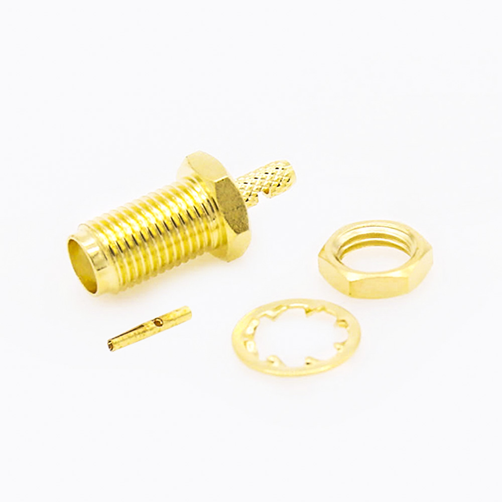 RG174 / RG316SMA前锁穿墙连接器母头直式开天窗压接式