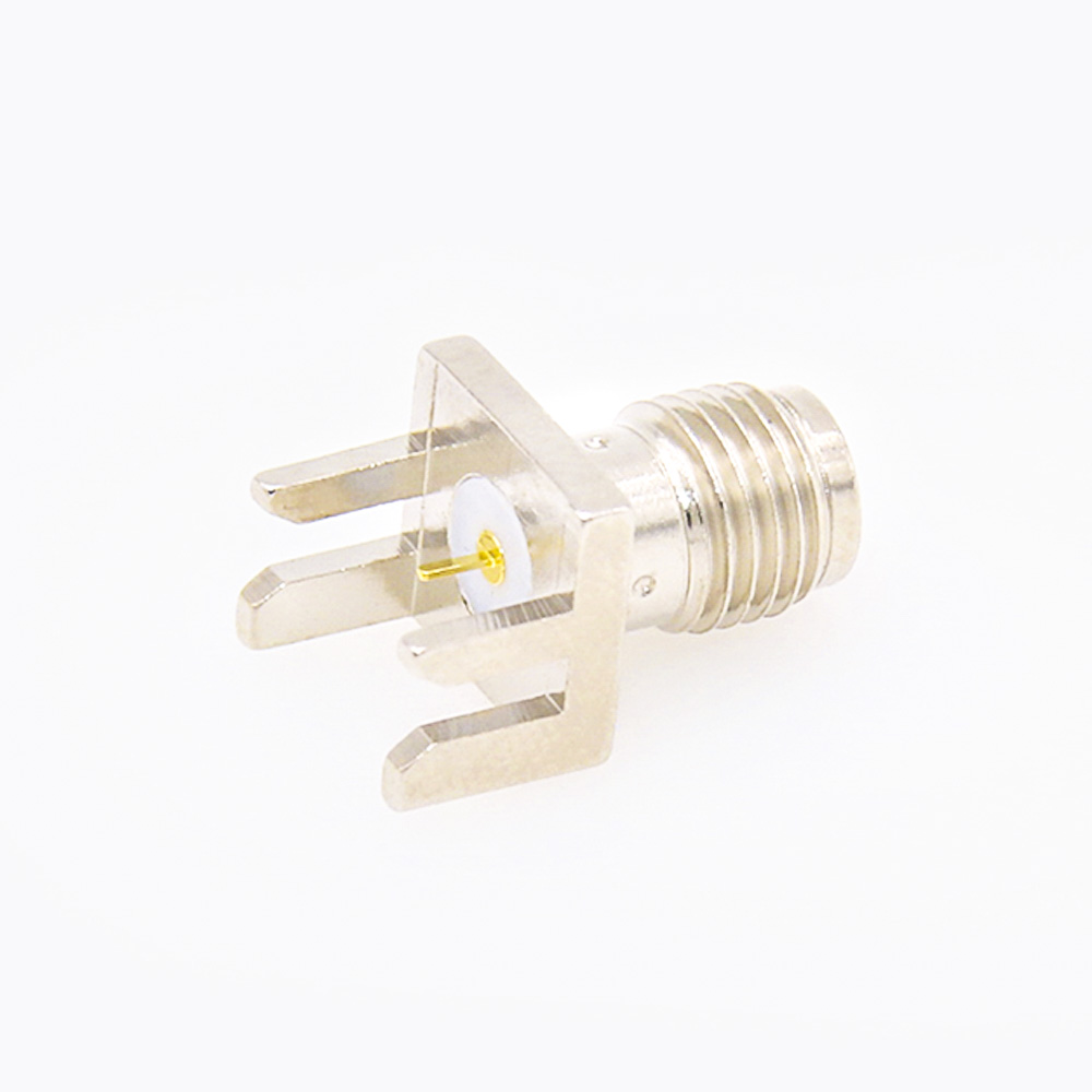 SMA连接器母头镀镍直式PCB安装板卡板