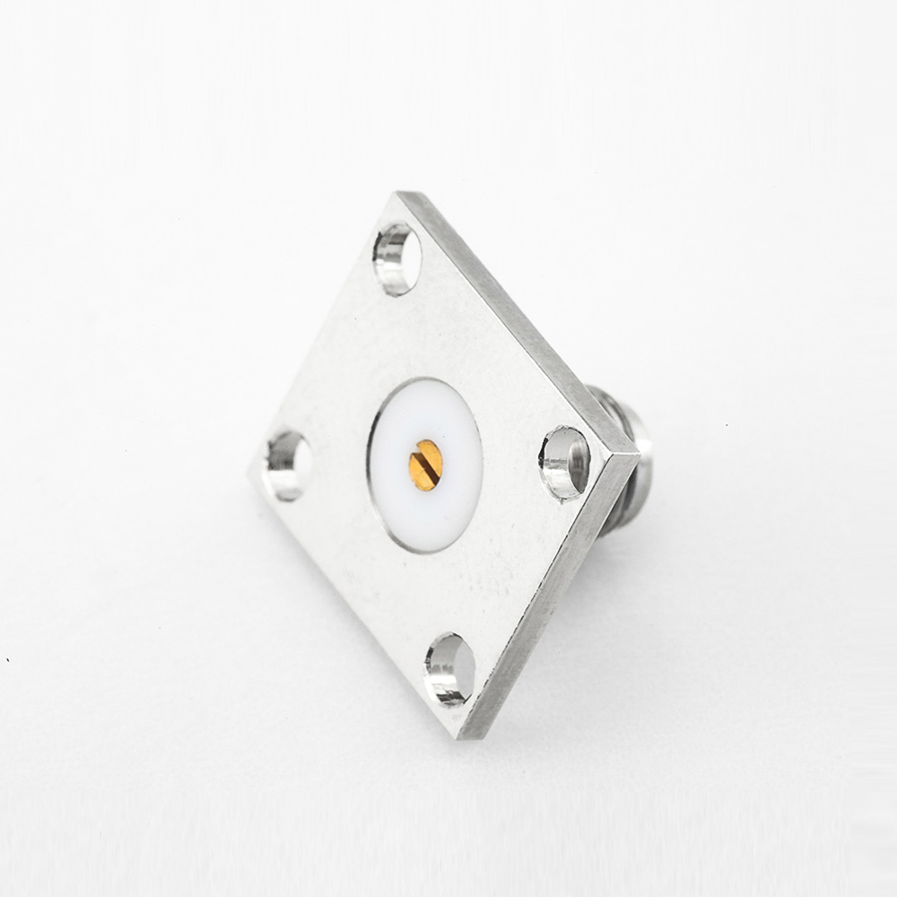 SMA连接器插孔直式PCB安装焊板4孔法兰